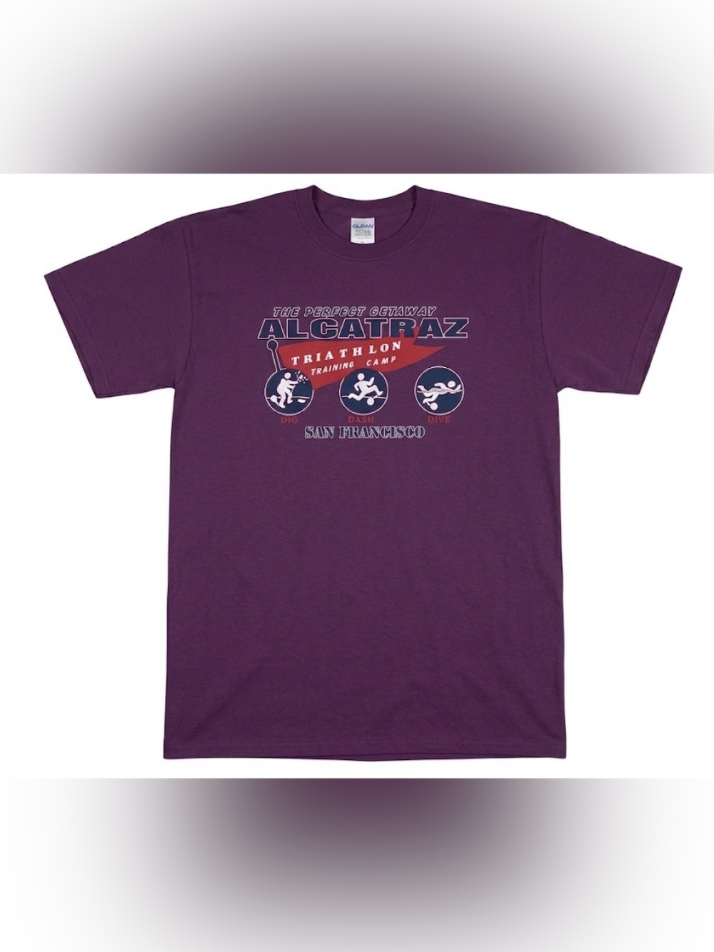 Alcatraz Triathlon Training Camp San Francisco T Shirt Mens Medium Plum Cali
